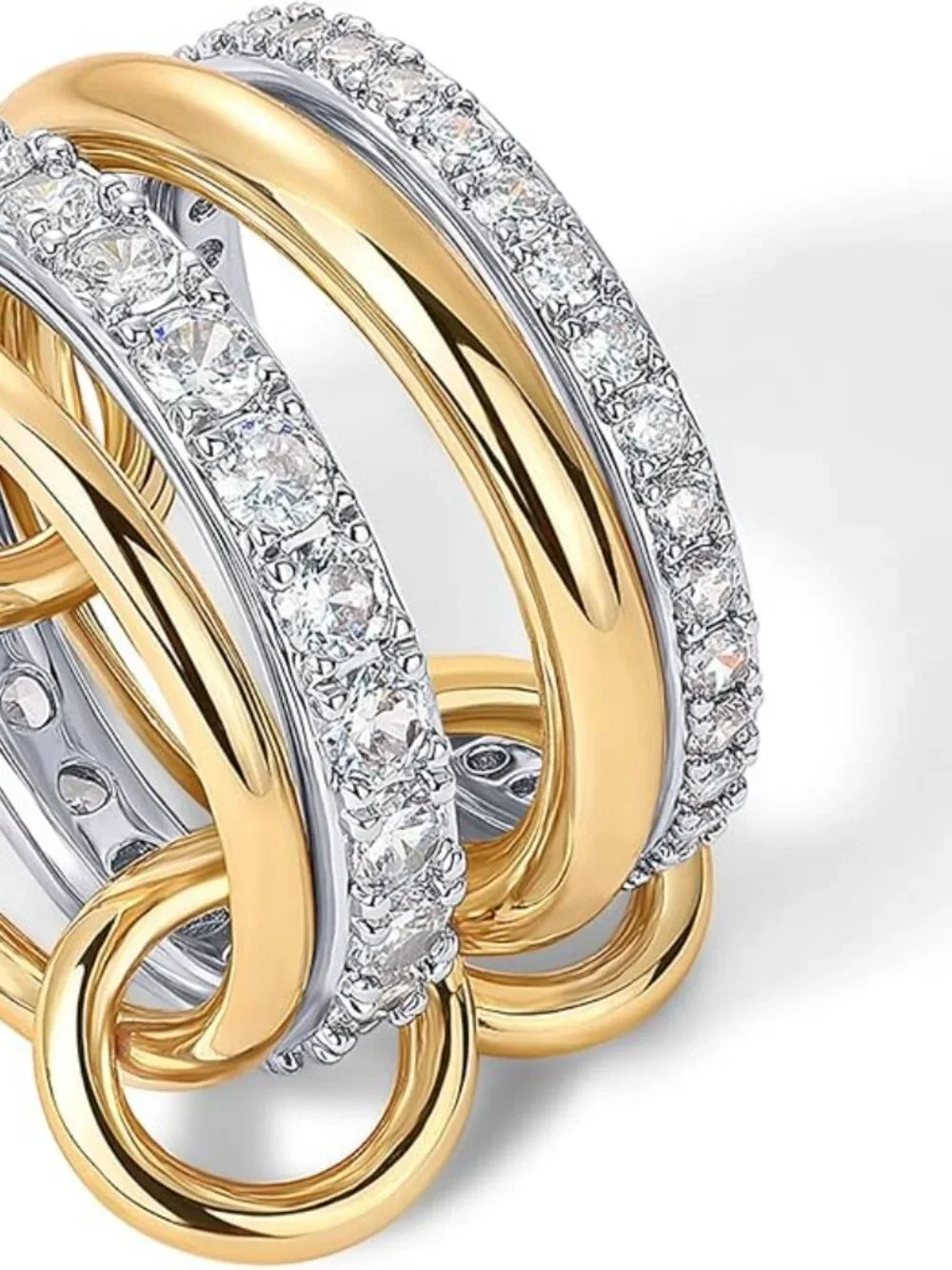 PAVOI 14K Gold Plated Interlocked Stackable Rings, 2 tone - Picture 4 of 6